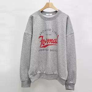 국산 여성 라운드넥 오버핏 포멀 맨투맨 티셔츠 LL-WSH-5158-그레이