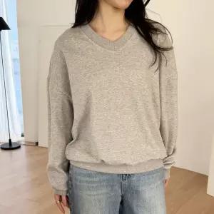 국산 여성 V넥 심플 무지 루즈핏 맨투맨 티셔츠 LL-WSH-5159-그레이