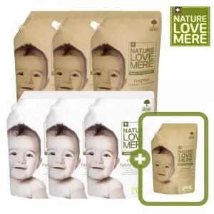 네이쳐러브메레 아기세탁세제 리필형 1300ml 3팩 + 아기섬유유연제 리필형 1300ml 3팩 [GIFT] 오리지널향 세제 리필 500ml 1팩