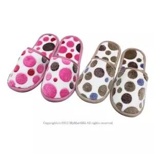 [라일리] Rly 땡땡이무늬 거실용 보온 털실내화 베란다슬리퍼