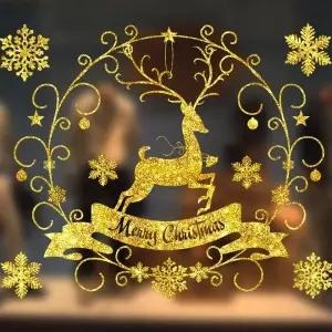 크리스마스장식 OF12AJ78 골드루돌프 윈도우스티커 벽스티커