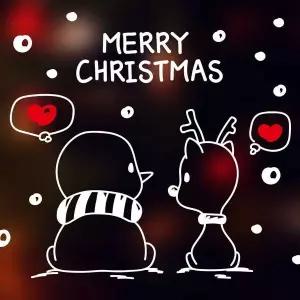 크리스마스 RR43BN23 눈꽃 스티커 눈사람과 루돌프