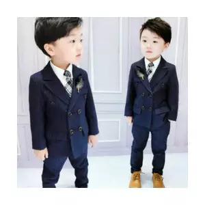 팜므 유아 남아 버튼정장4종세트 자켓+바지+체크넥타이+털행거칩설날