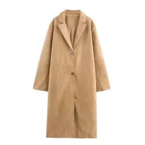 EAMT 롱 여성용 가을 무스탕 코트 스트리트 YJ3