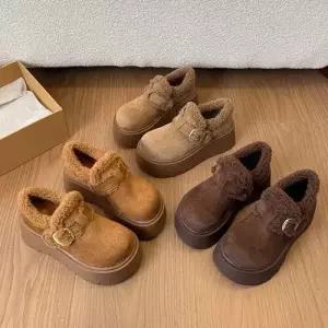 슬송렉샵 여성 기모 소가죽 키작녀 스웨이드 버킨 퍼 로 슈즈 도톰패딩 미들부츠 스노부츠 올백 꾹5