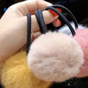 복슬복슬 래빗헤어 폼폼이 머리끈 라이트핑크-W7AA5AD