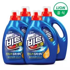 비트 세탁세제 액체 3L 용기형 4개 드럼용 진드기 찌든때 제거 베이킹소다 구연산 함유