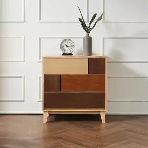 [우아미가구]라엘 고무나무 원목 3단 서랍장 800