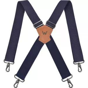 WELKINLAND 남성용 네이비 멜빵, 5.1cm(2인치) 너비의 작업용 멜빵, 튼튼한 회전 멜빵, 청바지용 남성용 서