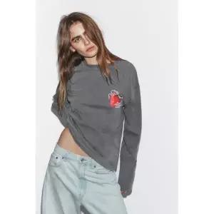 [국내배송] 자라 ZARA 워싱 프런트 스탬핑 티셔츠 - 그레이 956280