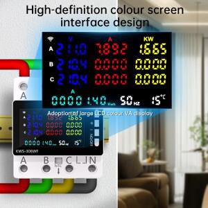 KWS-306 TUYA 와이파이 전력 에너지 미터 디지털 테스터 전류 전압 보호 릴레이 스위치 3P 가이드 AC85-290
