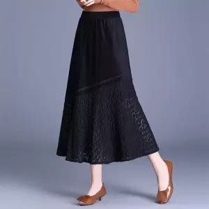 스커트 여사친 롱 가을 빈티지 슬림핏 시폰 하이웨스트 스웨이드 쉬폰 레이스 admr3