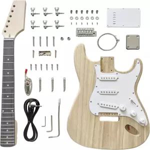 DBL ST 스타일 DIY 일렉트릭 기타 키트 빌드 나만의 폴로니아 바디와 메이플 넥이 포함된 6줄 초보자 및