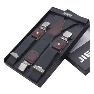 캐주얼 남성 클래식 집게 서스펜더 스트랩 가죽 디테일 정장 캐주얼룩 연출템 멜빵바지