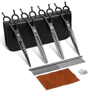 드림 리치 반려견 그루밍 가위 - 전문가용 7.5인치 반려동물 날카롭고 내구성이 뛰어난 세트 얇아짐, 청커,