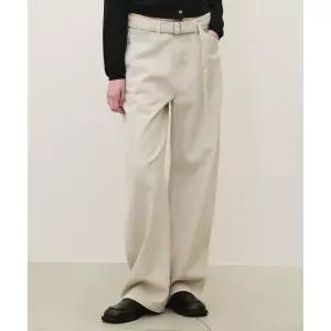 SUARE WOMEN 우먼벨티드 워싱 커브드 팬츠 스톤 그레이 1701197