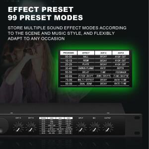 에코 하이브리드 디지털 오디오 프로세서 멀티 이펙트 리버브 199 사운드 효과 리프팅 처리 사전 설정