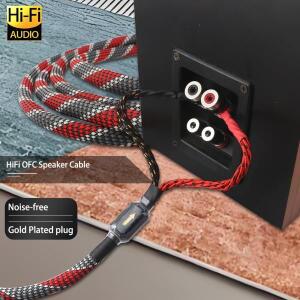 1쌍 무산소 구리 (OFC) 오디오 하이파이 스피커 케이블 HI-FI 하이 엔드 앰프 라우드 코드 바나나 스페이드
