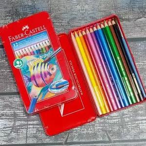 파버카스텔 UW46ZG64 수채색연필 틴(철제케이스) 12색+붓 Set