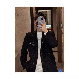 캐주얼 남성용 싱글 고급 트렌디 패드 자켓 작은 봄가을 코트 스팽글 클럽 정장 별빛 젠3