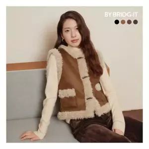 바이브리짓 25FW 컬링 호주산 양모100 무스탕 베스트