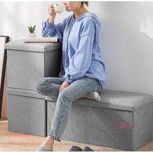 수납체어 스툴 보조 접이식 풋스툴 의자 사각 작업 벤치 긴 현관 패브릭 박스 간이 리빙 폴딩ghi793