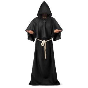 으스스한 창작물 성인 중세 후드 몽크 망토 르네상스 사제 가운 할로윈 의상