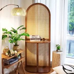 우드 라탄 파티션 아치형 공간 분리 거실 네트망 가벽