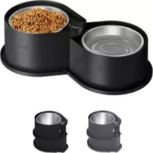 뉴겟 스테인리스 스틸 개 그릇 세트 개와 고양이를 위한 304개의 금속 이중 식수 대용량 애완동물 사료