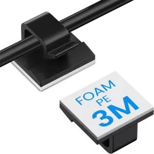 책상 아래에 있는 작은 검은색 접착 케이블 클립 30개 휴대폰 충전기 플러그 스피커 TV 코드 홀더 후크 월