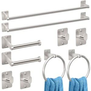 KLJKPA 브러시드 니켈 욕실 악세사리 세트 하드웨어 10개 24인치 타월 바 욕실용 랙 로브 후크 화장지 홀더 벽 장착