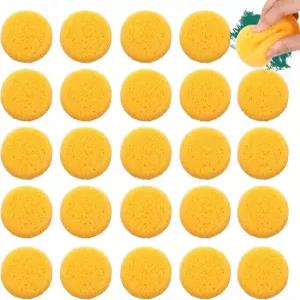 24개 도자기 스펀지 2.7인치 둥근 택 청소용 점토 아크릴 페인팅용 페인트 주방 신발 가죽 관리용 도구
