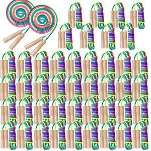 PULLCREASE 2.6M(8피트) 무지개 야외 면 줄넘기 가능한 손잡이 포함, 운동용 나무 조절 벌크,