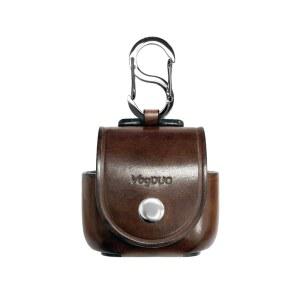 에어팟 4용 VogDUo 정품 가죽 케이스 - 프리미엄 핸드메이드 벨트 루프 디자인 카라비너 포함 양면 액세스 4(브라운)와 호환 가능