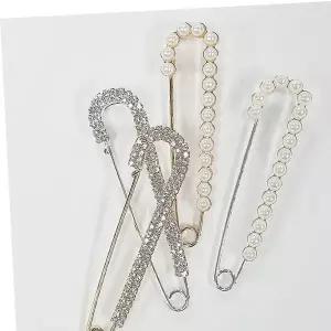 포인트 큐빅 진주 브로치 바지 옷 고정핀