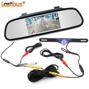 라스트버스 4.3인치 차량용 후방 카메라 클립형 사이드미러 장착 (번호판 LED 4개 포함) 범용 키트