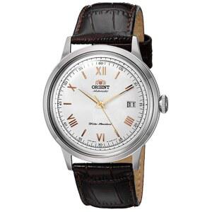 오리엔트 남성 '2세대 밤비노 Ver. 2' 일본산 자동 스테인리스 스틸 가죽 원피스 시계