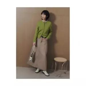 에잇세컨즈 8SECONDS 피그먼트 데님 롱스커트 옐로이시 브라운 356227CCMB 293136