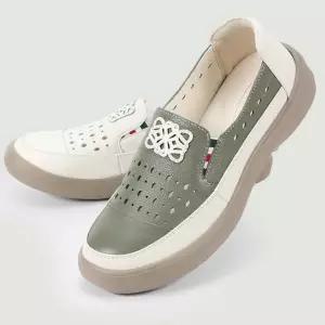 여성 여름 슬립온 펀칭디자인 키높이 운동화 중년신발 쿠션인솔