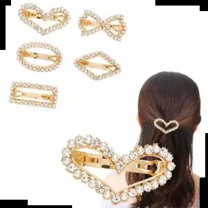 큐빅 공주 삔 헤어핀 반묶음 포인트 진주 머리핀