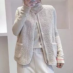 여성컬리조끼 뽀글이 양털 후리스조끼 여자 집업hij106