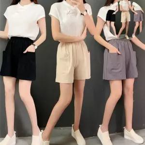 데일리반바지 하이웨스트 여름 여성 빅포켓 5부 린넨 팬츠 반바지