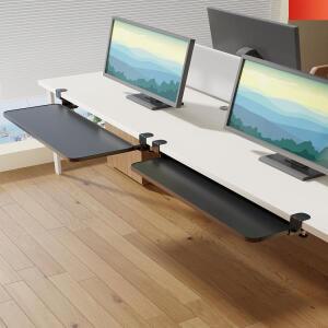 데스크탑 키보드 마우스 서랍 지지대 드릴링 필요 없음 탄소강 프레임 H형 접이식 범용