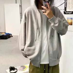 오버핏 후드집업 빅사이즈 5XL 루즈핏 남녀공용 간절기 후드점퍼 블랙 그레이