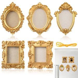 레이누오센 5개 황금 냉장고 미니 장식 디스플레이와 마그네틱 빈티지 A 로프 디스플레이 자석 크리스마스 프레임 스타일 및 사진 후크