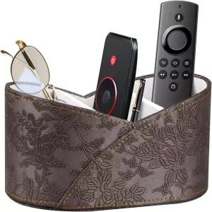 PU 가죽 TV 리모컨 홀더 DVD 블루레이 미디어 플레이어 히터 컨트롤러 침대 옆 테이블 책상 정리함 및 거실