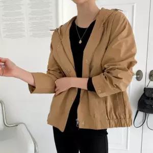 [신상오픈런]루즈핏야상 봄점퍼 허리셔링 올리브그린 후드집업 (30420095)