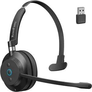 업무용 마이크가 있는 무선 헤드셋 깨끗한 사운드와 편안함 안정적인 블루투스 5.3 연결 컴퓨터