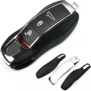 블랙 가죽 키 케이스 포르쉐 쉘 호환 카이엔 파나메라 911 718 마칸 박스터 카이맨 액세서리용 교체품