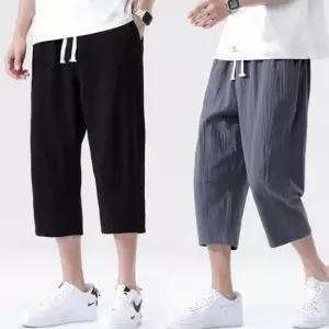 남성반바지 남자 밴딩 린넨 7부 팬츠 URK-487